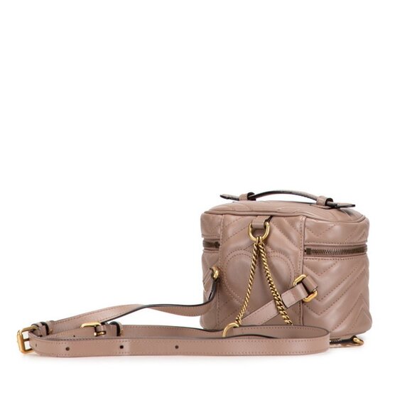 GUCCI Authentic Cream Leather GG Marmont Backpack - Picture 2 of 11